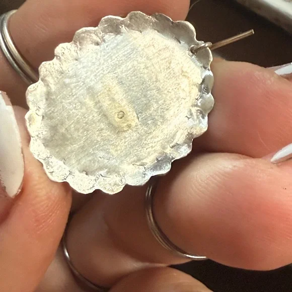 Vintage Native American Sterling Silver/Turquoise Dangle Earrings - Picture 4 of 5